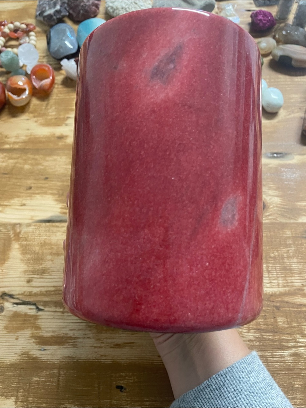 Solid stone. Red marble cutlery crock. - Picture 5 of 8